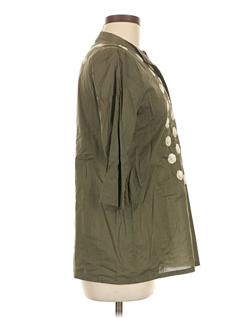 Figue for India Hicks Olive Embellished Evil Eye Tunic Blouse Size M - Picture 6 of 8